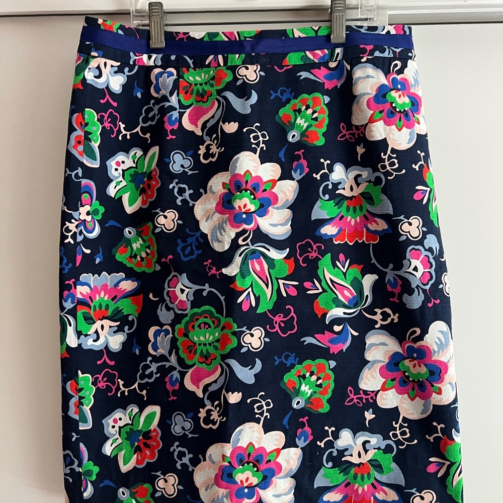 Boden Navy Floral Pencil Skirt